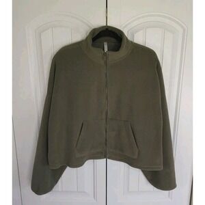 Fabletics Rayne Polar Fleece Zip Up Jacket Women 1X Slate Green Active Sport Cro